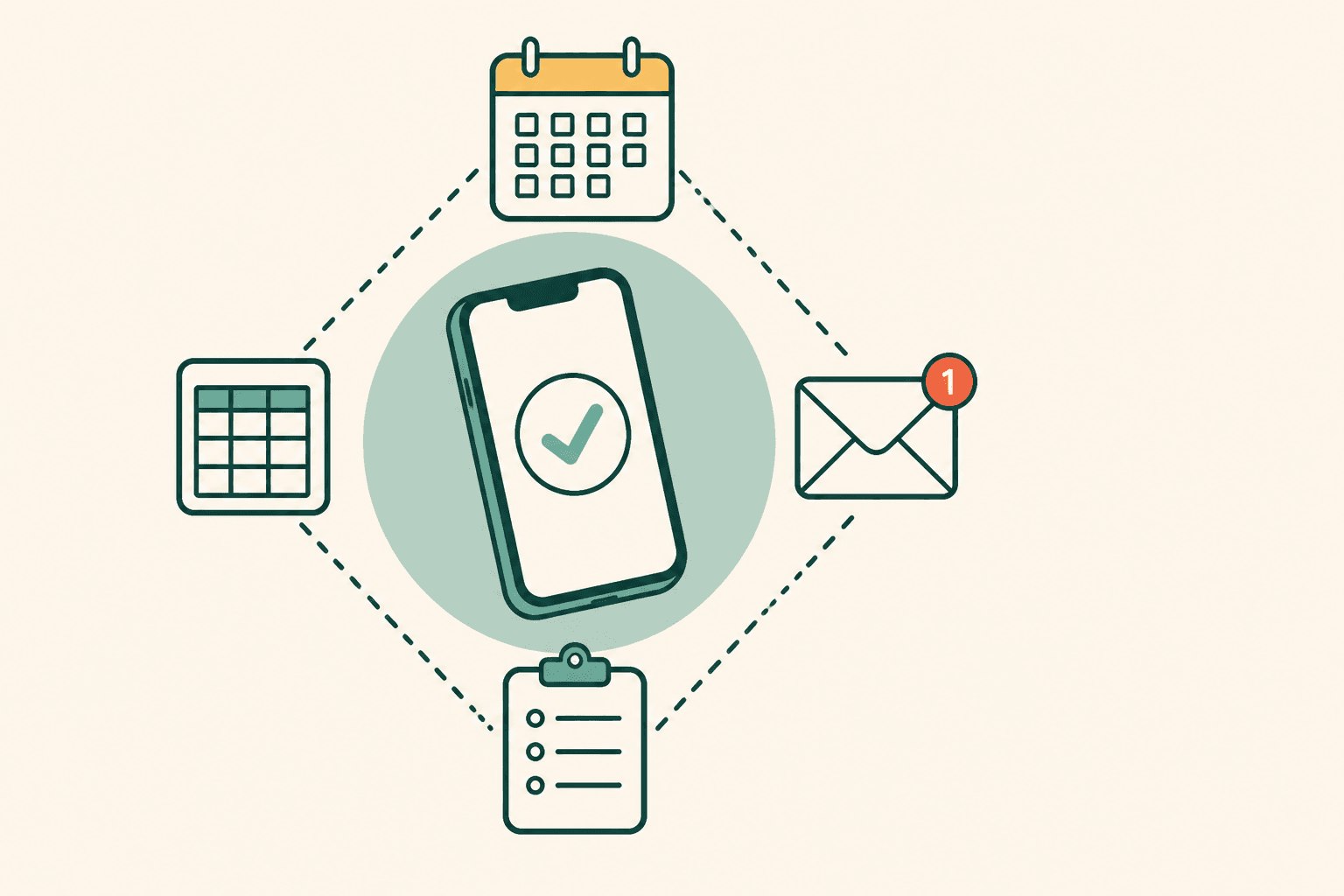 Illustration of business tasks being connected and running automatically